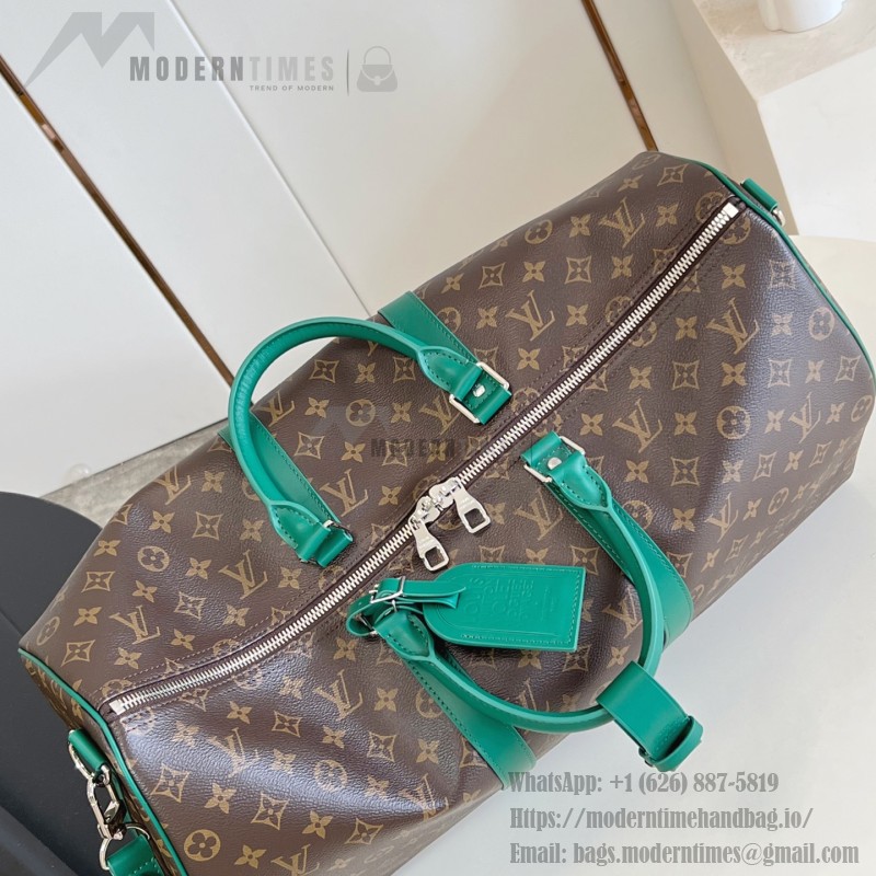 Louis Vuitton Keepall Bandoulière 45 replica in Monogram Eclipse canvas deep green