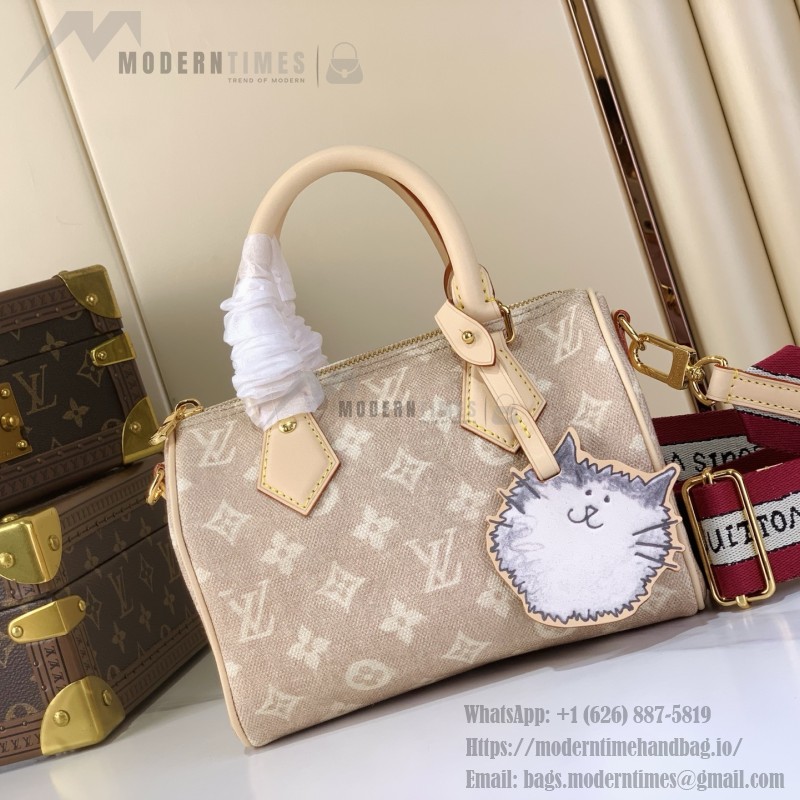 Louis Vuitton Speedy Bandoulière 20 Meowgram canvas handbag with cat charm