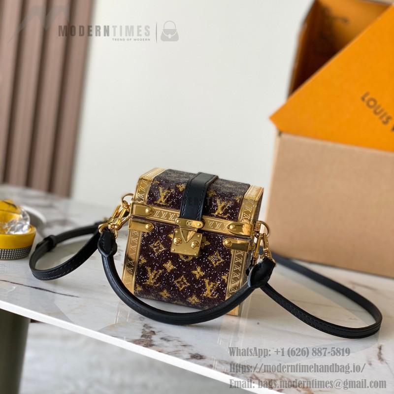 Louis Vuitton Treasure Box Limited Edition Handbag M83089 with Full Steel Hardware (4.13 x 4.13 x 4.13 inches)