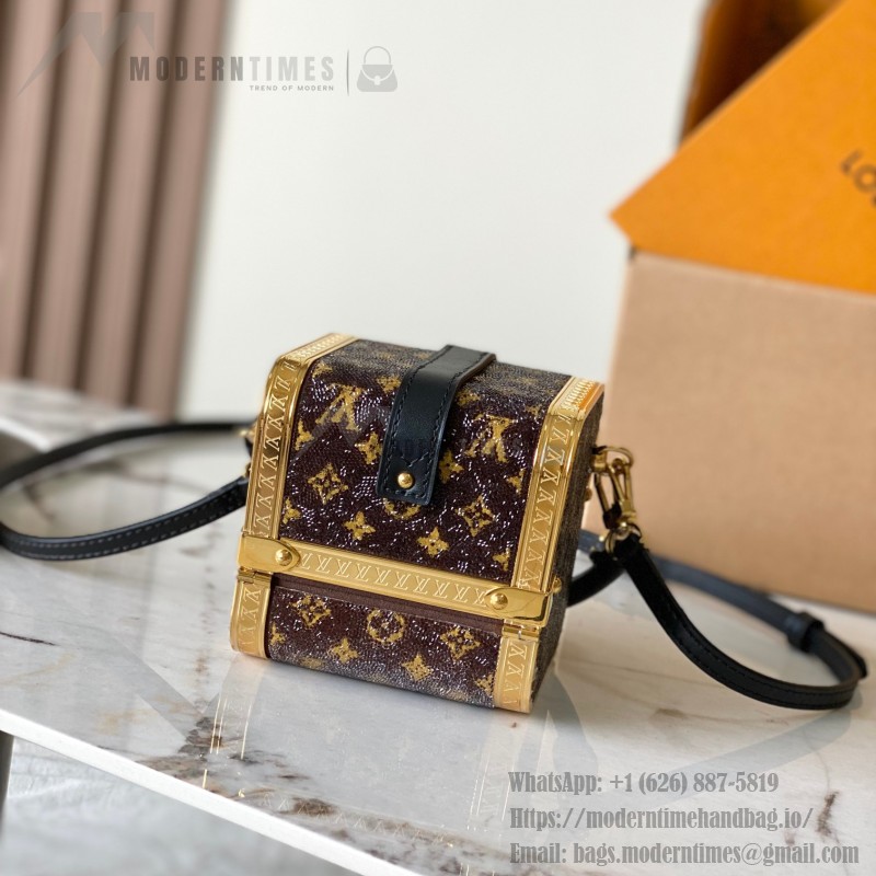 Louis Vuitton Treasure Box Limited Edition Handbag M83089 with Full Steel Hardware (4.13 x 4.13 x 4.13 inches)