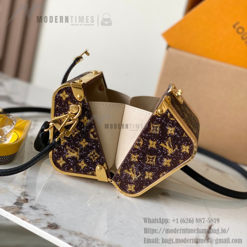 Louis Vuitton Treasure Box Limited Edition Handbag M83089 with Full Steel Hardware (4.13 x 4.13 x 4.13 inches)
