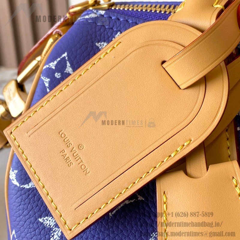 Louis Vuitton Speedy P9 Bandouliere 25 Handbag M11562 Windy Purple & M11561 Lake Blue with A-grade Full Steel Hardware (9.84 x 5.91 x 5.91 inches)