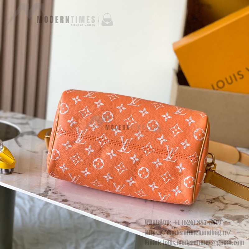 Louis Vuitton Speedy P9 Bandouliere 25 Handbag M13912 Tangerine Orange with A-grade Full Steel Hardware (9.84 x 5.91 x 5.91 inches)