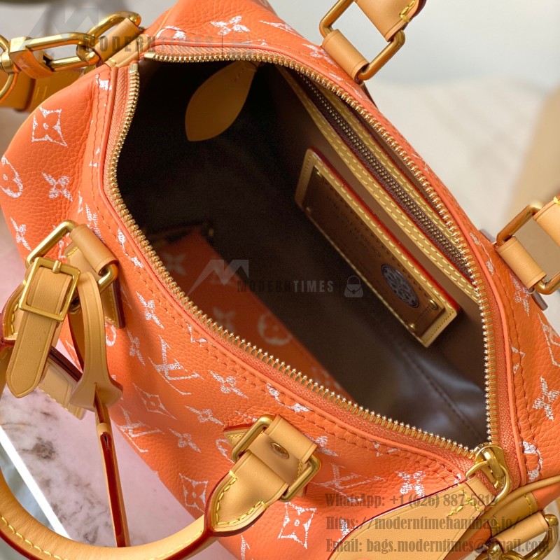 Louis Vuitton Speedy P9 Bandouliere 25 Handbag M13912 Tangerine Orange with A-grade Full Steel Hardware (9.84 x 5.91 x 5.91 inches)