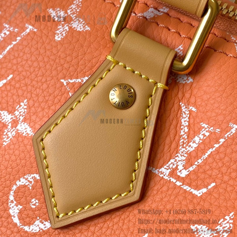 Louis Vuitton Speedy P9 Bandouliere 25 Handbag M13912 Tangerine Orange with A-grade Full Steel Hardware (9.84 x 5.91 x 5.91 inches)