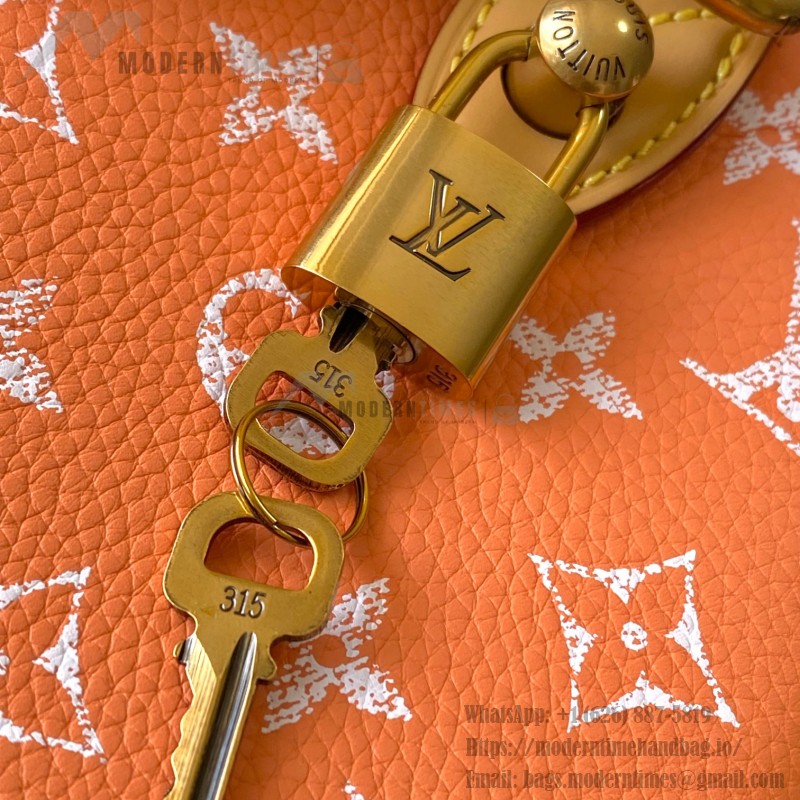 Louis Vuitton Speedy P9 Bandouliere 25 Handbag M13912 Tangerine Orange with A-grade Full Steel Hardware (9.84 x 5.91 x 5.91 inches)