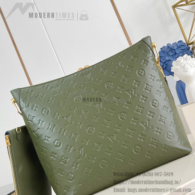 Louis Vuitton Coussin Hobo MM M15228 Green with Monogram Embossing and Chunky Chain Handle (14.96 x 12.99 x 3.94 inches)