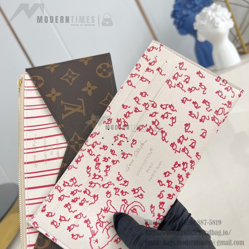 Louis Vuitton M42265 Nice Cosmetic Bag in Premium Italian Leather with Hidden Zipper Pocket