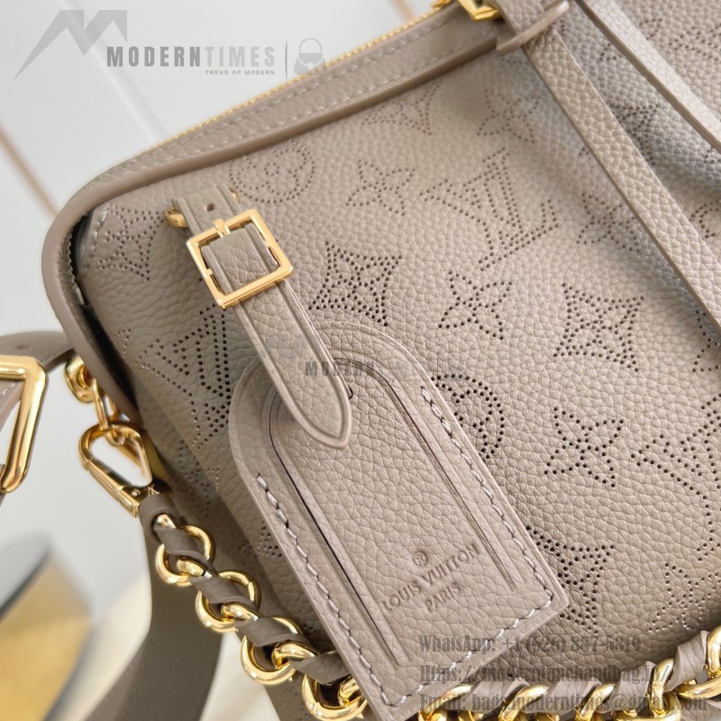 Louis Vuitton M25904 Mahina Hand It All PM – Perforated Calf Leather with Detachable Leather Strap & Woven Chain Handle