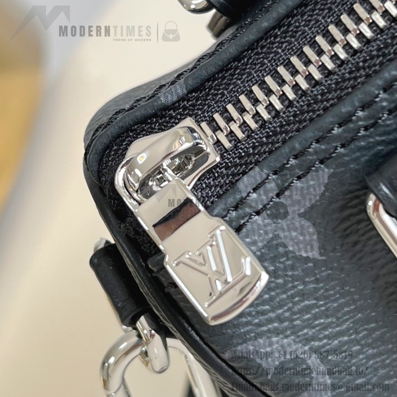 Louis Vuitton Nano Speedy Handbag in Monogram Eclipse Canvas with Detachable Strap