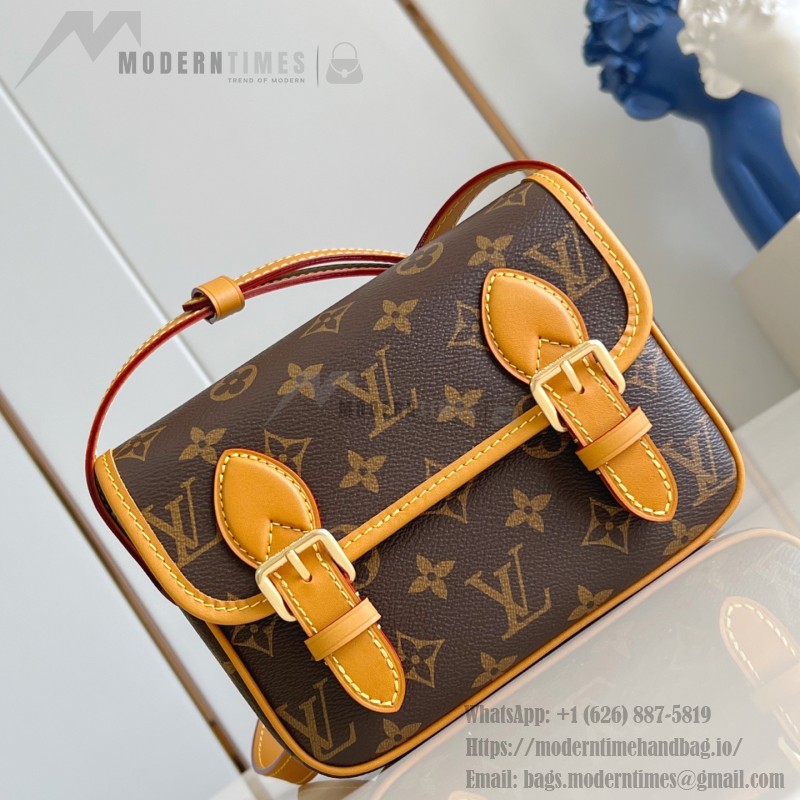 Louis Vuitton Satchel Mini Handbag from the Monogram Archive Collection with Aged Leather Trim and Gold Hardware