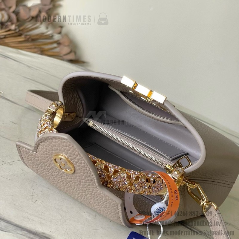 Louis Vuitton Capucines Mini Handbag with rhinestone LV letters and Flower Crown handle
