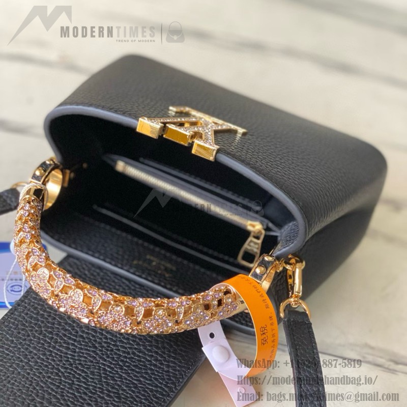 Louis Vuitton Capucines Mini Handbag with rhinestone LV letters and Flower Crown handle