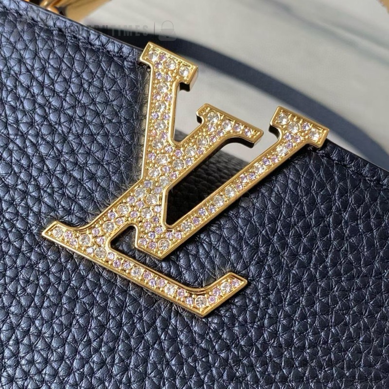 Louis Vuitton Capucines Mini Handbag with rhinestone LV letters and Flower Crown handle
