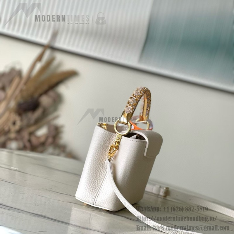 Louis Vuitton Capucines Mini Handbag with rhinestone LV letters and Flower Crown handle