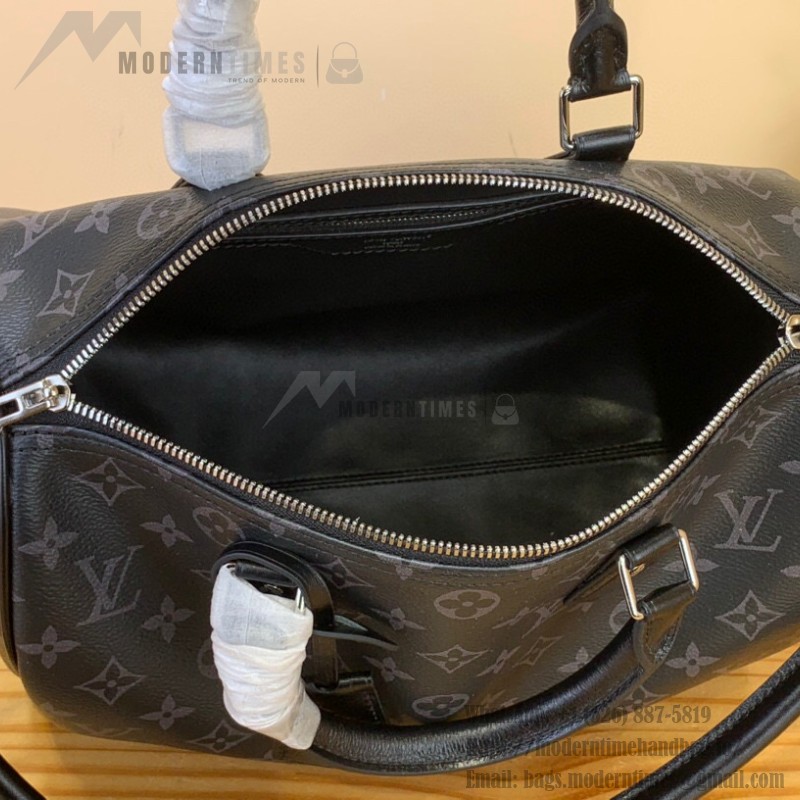 Louis Vuitton Speedy Soft 30 Handbag M15102 in Monogram Eclipse canvas with chain straps and leather key pouch
