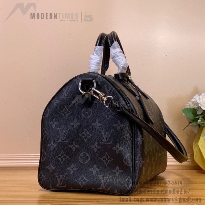 Louis Vuitton Speedy Soft 30 Handbag M15102 in Monogram Eclipse canvas with chain straps and leather key pouch