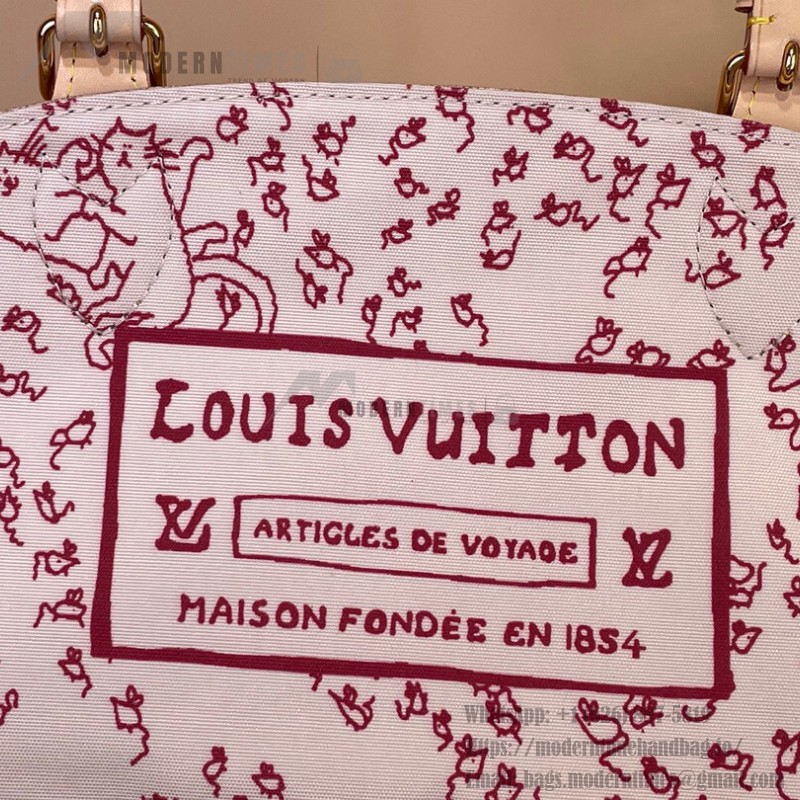 Louis Vuitton Escape Handbag M15134 featuring the Meowgram pattern and hand-painted cat leather embellishment