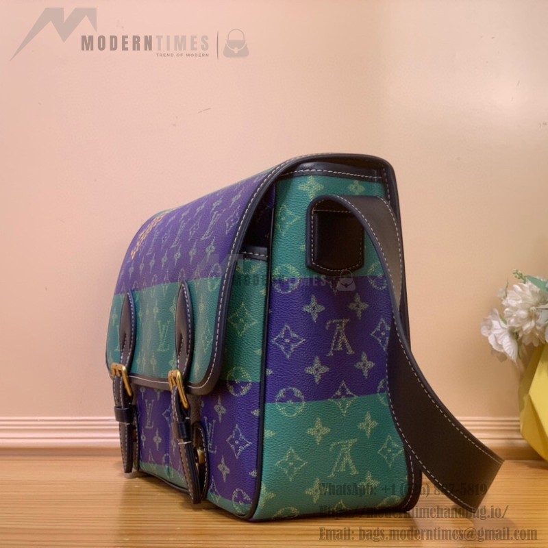 Louis Vuitton Satchel Messenger Bag M15187 in Teal Green Monogram Heritage canvas with aged metal buckles