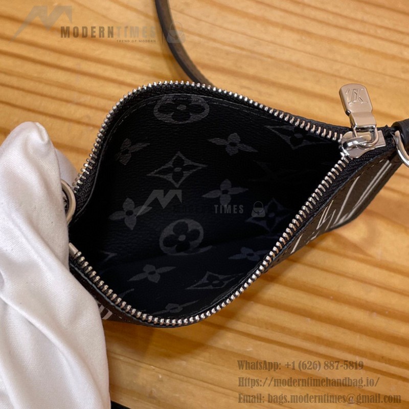 Louis Vuitton Neverfull Bandoulière Inside Out BB M15210 featuring Monogram Eclipse and grain leather with silver hardware