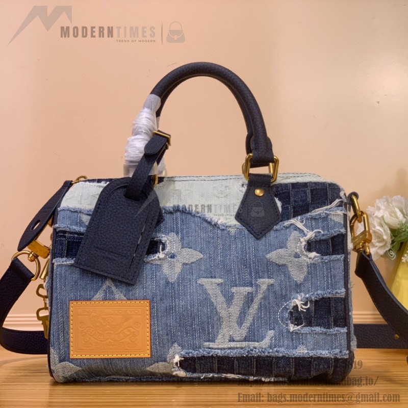 Louis Vuitton Speedy Bandoulière 25 M15276 - Denim and Colorblock with Monogram patches