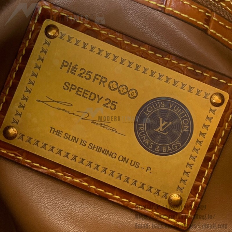 Louis Vuitton Speedy P9 Bandoulière 25 M24425 - Brown Crocodile-Embossed Leather Handbag with Monogram