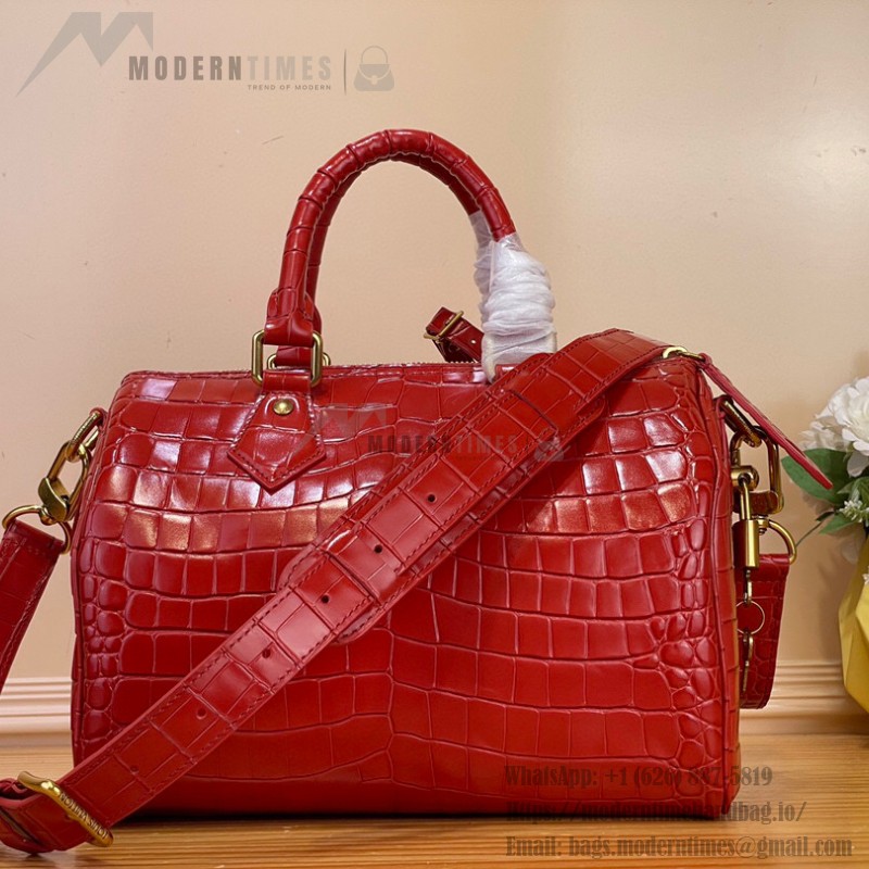 Louis Vuitton Speedy P9 Bandoulière 25 M24425 - Brown Crocodile-Embossed Leather Handbag with Monogram