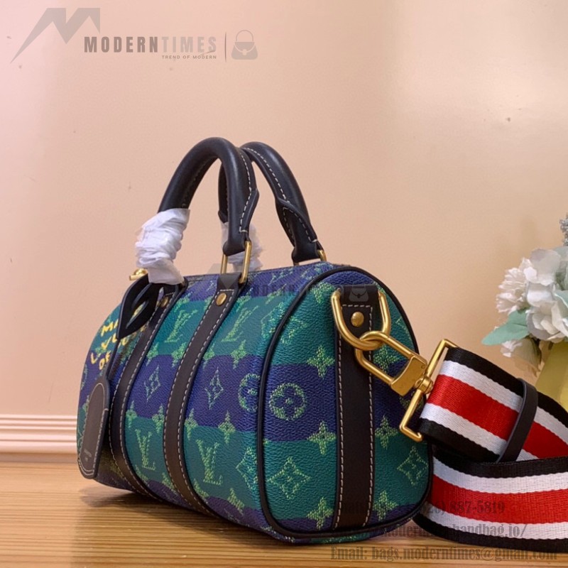 Louis Vuitton Keepall Bandoulière 25 M25786 - Blue-Green Floral Monogram Surfin’ Canvas