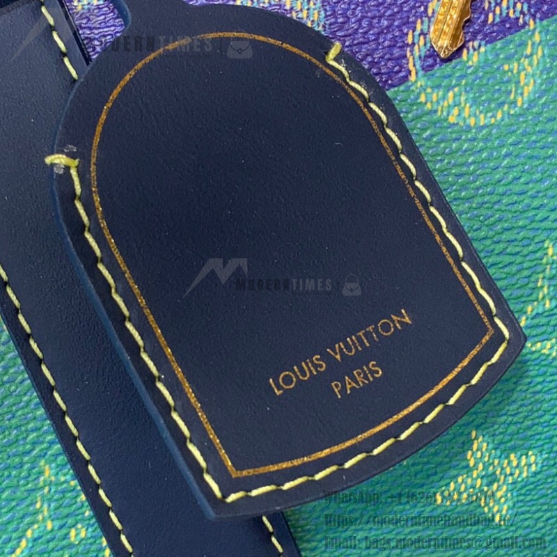Louis Vuitton Keepall Bandoulière 50 M25900 - Blue-Green Floral Monogram HR Canvas with Rugby Stripes