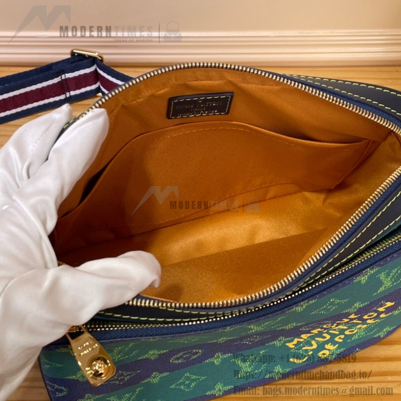 Louis Vuitton Trio Messenger Bag M26026 - Blue-Green Monogram Heritage Canvas with Striped Shoulder Strap