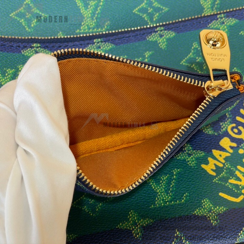 Louis Vuitton Trio Messenger Bag M26026 - Blue-Green Monogram Heritage Canvas with Striped Shoulder Strap