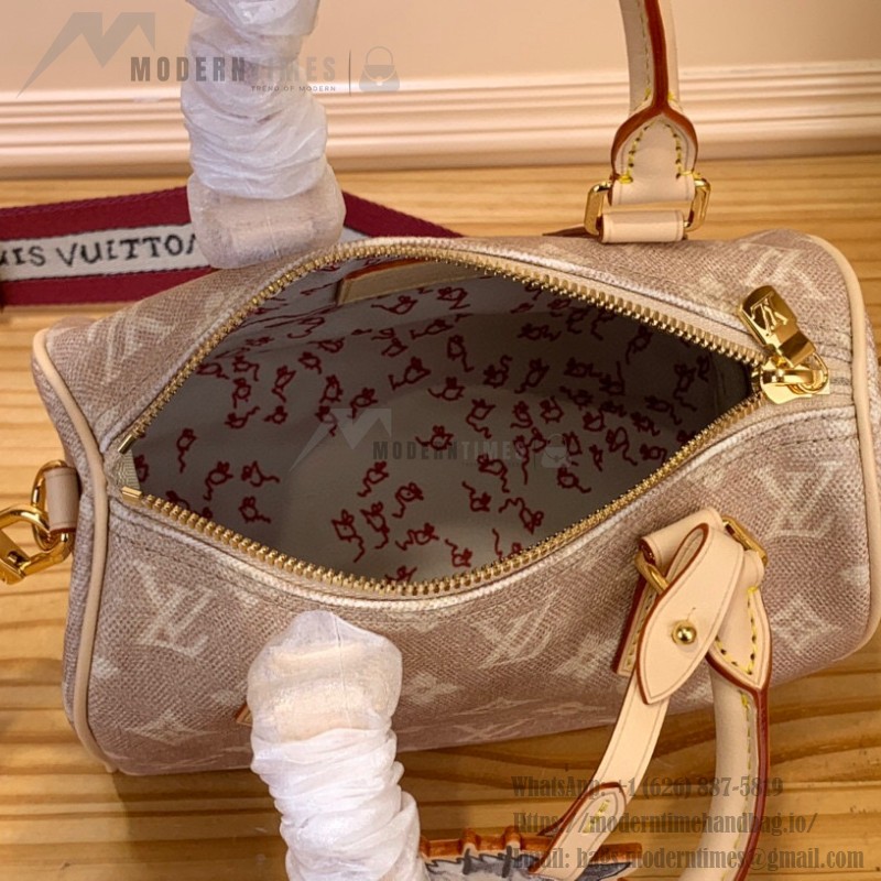 Louis Vuitton Speedy 20 Bandoulière Handbag with Cat Charm in Meowgram Canvas