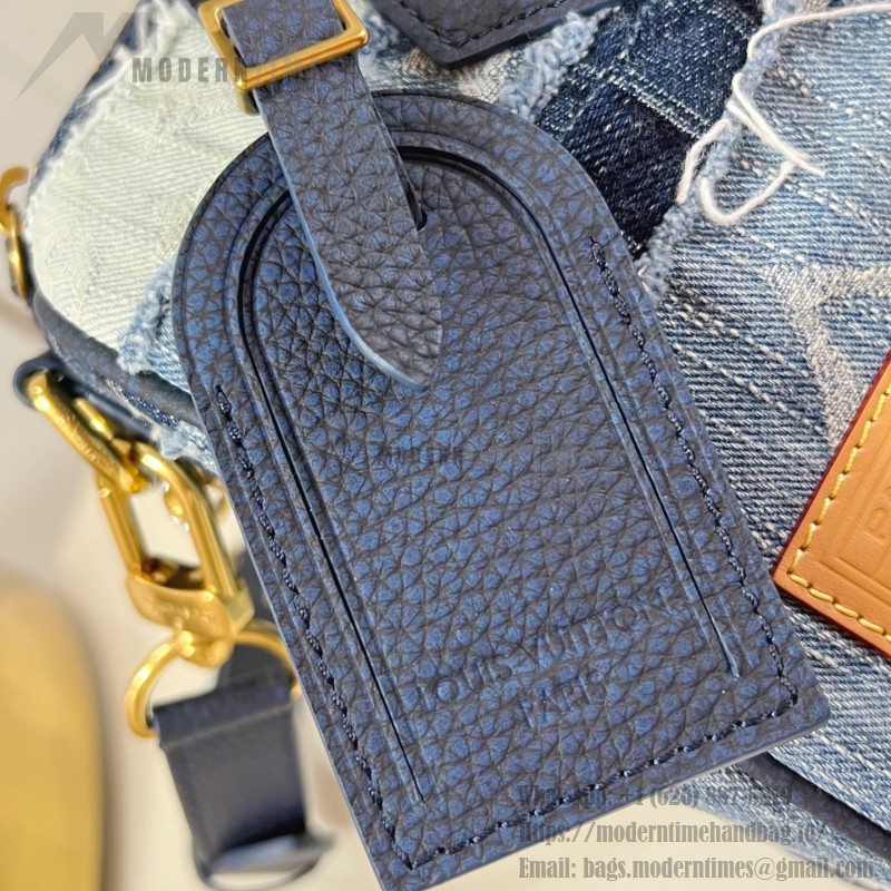 Louis Vuitton Speedy 25 Bandoulière Denim Handbag with Monogram and Damier Patterns