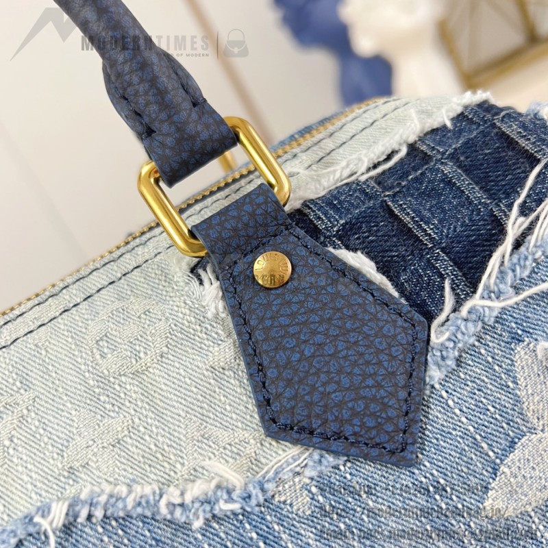 Louis Vuitton Speedy 25 Bandoulière Denim Handbag with Monogram and Damier Patterns