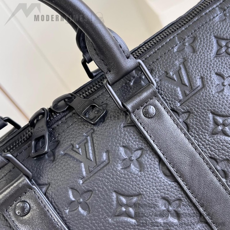 Louis Vuitton Keepall 35 Monogram Shadow Leather Travel Bag with Matte Metal Hardware