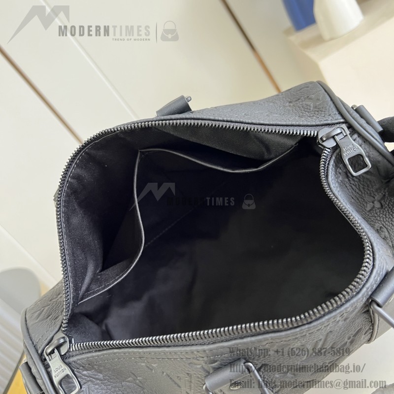 Louis Vuitton Keepall 35 Monogram Shadow Leather Travel Bag with Matte Metal Hardware