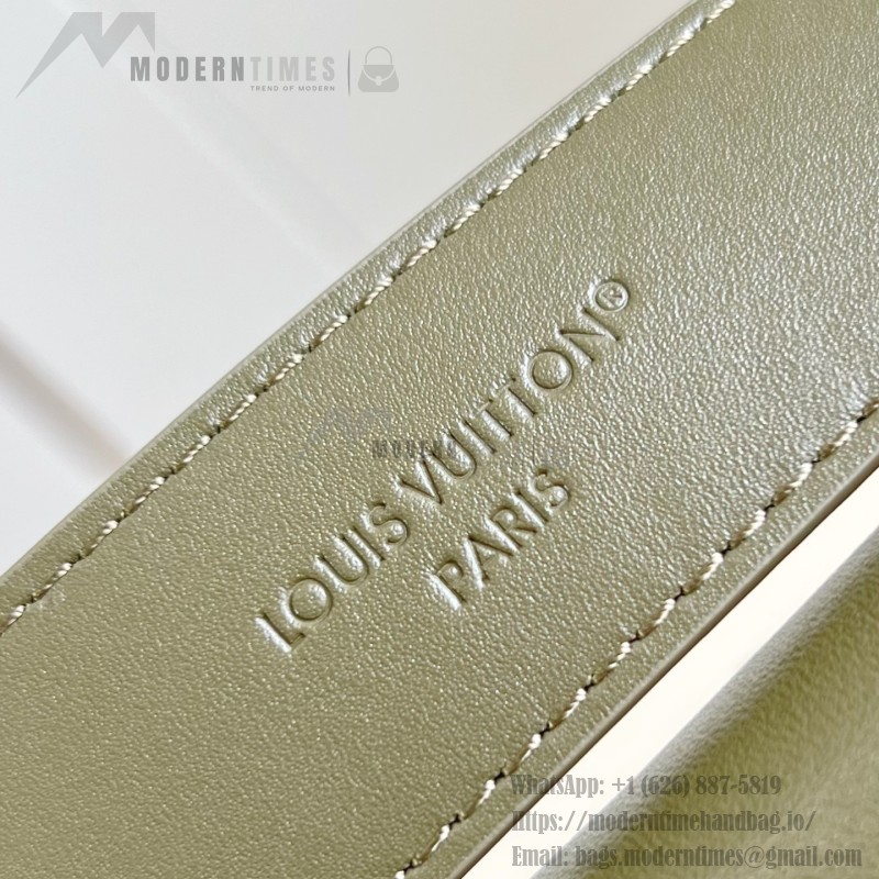 Louis Vuitton CarryAll Cargo Vibe Small Handbag in Green Lambskin Leather with Removable Chain and Monogram Logo