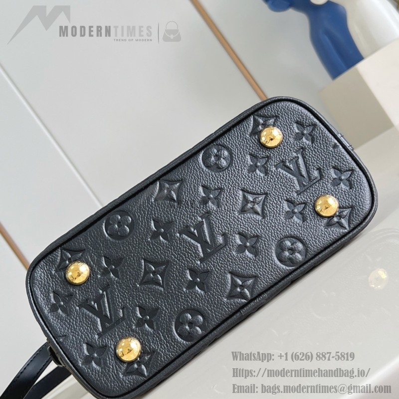 Louis Vuitton Alma BB Handbag in Monogram Canvas with Gold Lock and Key and Detachable Shoulder Strap