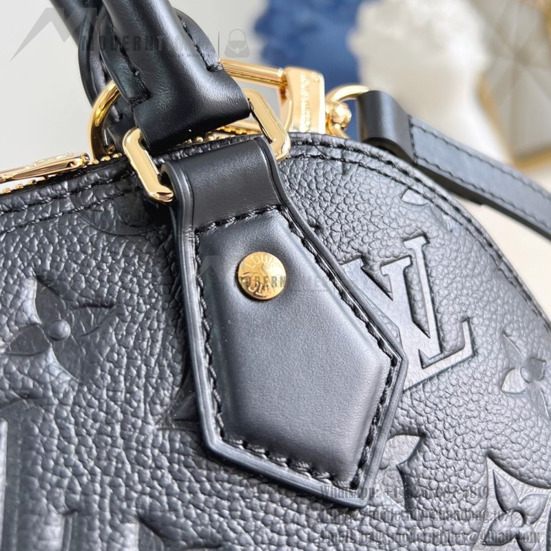 Louis Vuitton Alma BB Handbag in Monogram Canvas with Gold Lock and Key and Detachable Shoulder Strap
