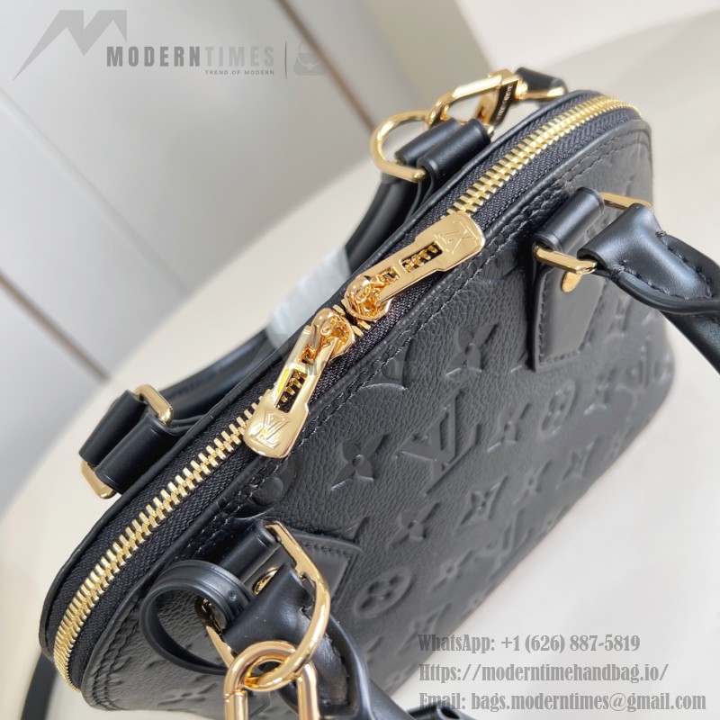 Louis Vuitton Alma BB Handbag in Monogram Canvas with Gold Lock and Key and Detachable Shoulder Strap