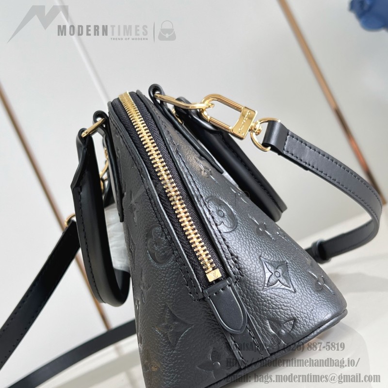 Louis Vuitton Alma BB Handbag in Monogram Canvas with Gold Lock and Key and Detachable Shoulder Strap