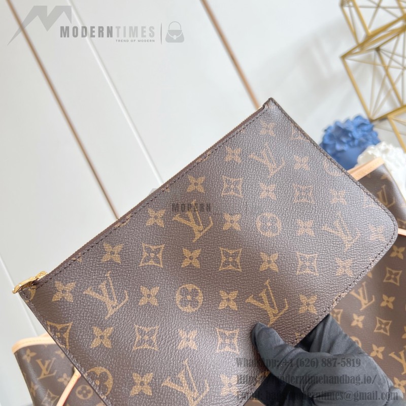 Louis Vuitton Neverfull Large Tote Bag in Monogram Canvas with Leather Trim and Detachable Pouch