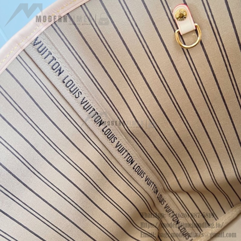 Louis Vuitton Neverfull Large Tote Bag in Monogram Canvas with Leather Trim and Detachable Pouch