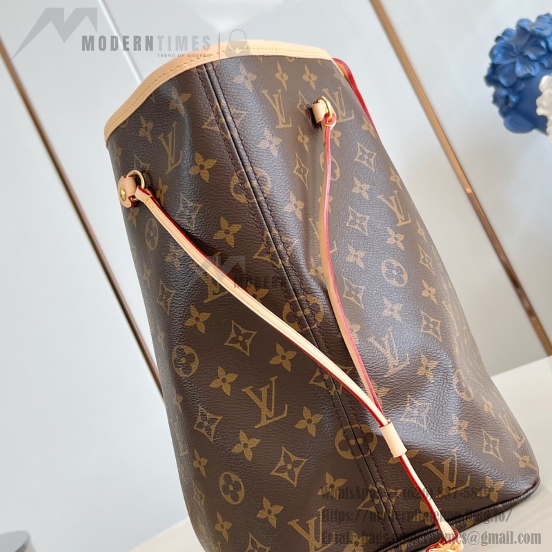 Louis Vuitton Neverfull Large Tote Bag in Monogram Canvas with Leather Trim and Detachable Pouch
