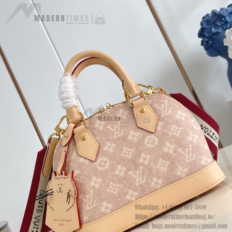 Louis Vuitton M25728 Alma BB Handbag with Meowgram Canvas and Leather Trims