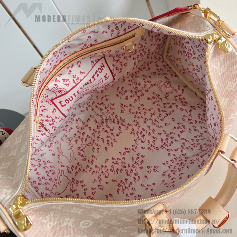 Louis Vuitton M25787 Keepall Bandoulière 45 Travel Bag with Meowgram Canvas and Cat-Shaped Logo