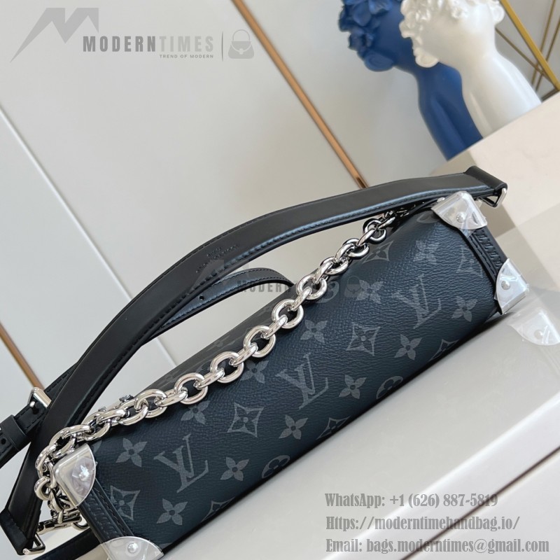 Louis Vuitton M26226 Side Trunk East West Handbag with Monogram Eclipse Canvas and Chain Strap