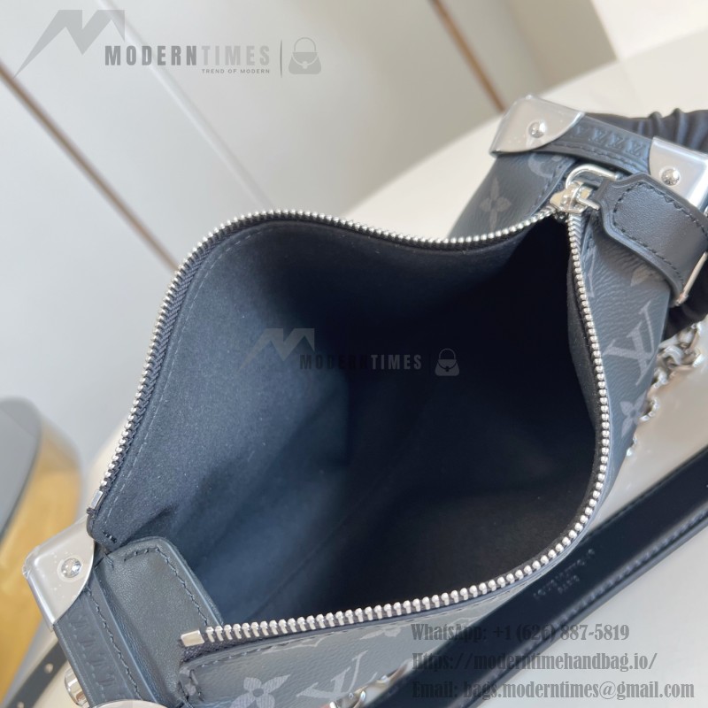 Louis Vuitton M26226 Side Trunk East West Handbag with Monogram Eclipse Canvas and Chain Strap