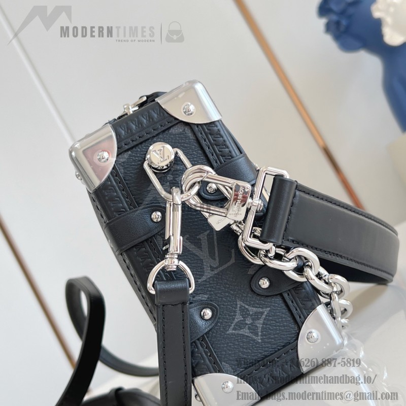 Louis Vuitton M26226 Side Trunk East West Handbag with Monogram Eclipse Canvas and Chain Strap