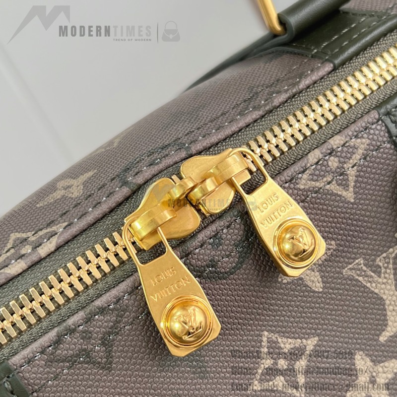 Louis Vuitton Keepall Bandoulière 50 Travel Bag with camouflage Monogram Surplus and distressed metal hardware